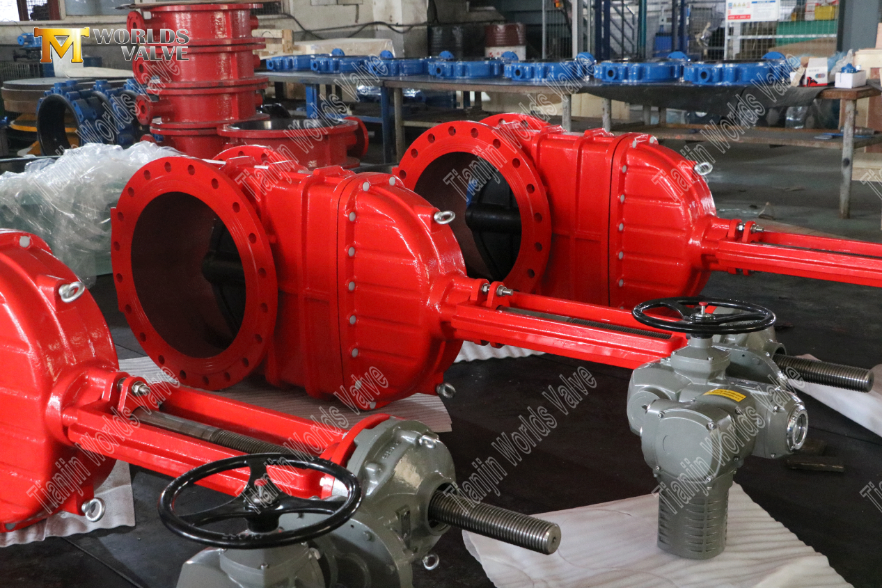 Large size ductile iron gate valves DN600 Rising Stem STEM-затворный клапан с электрическим приводом-2