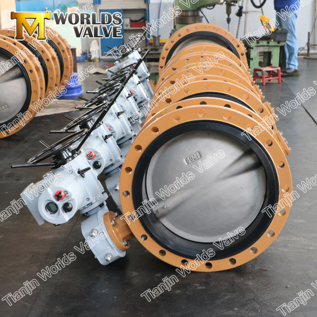 AWWAC504 двойные фланцевые концы-бабочки клапан с включением электрического привода