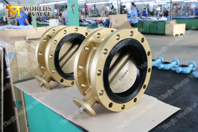 Алюминий Бронза C954 C955 C958 Двойные фланцевые поворотные затворы для морской воды