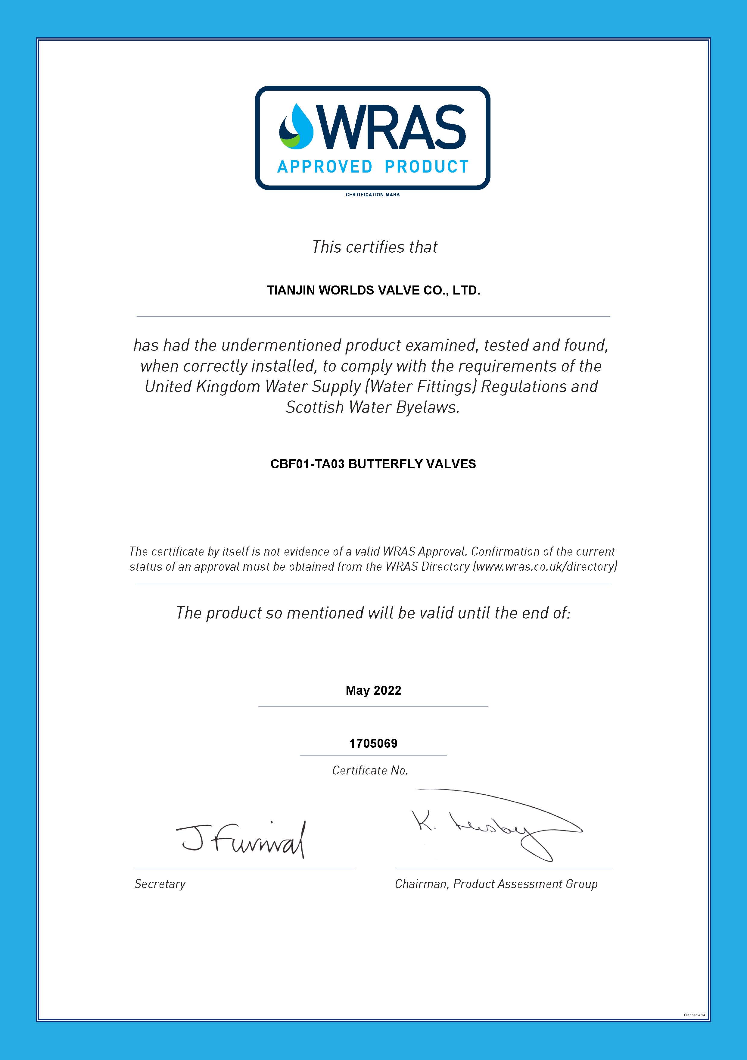 Wras Butterfly Valve.