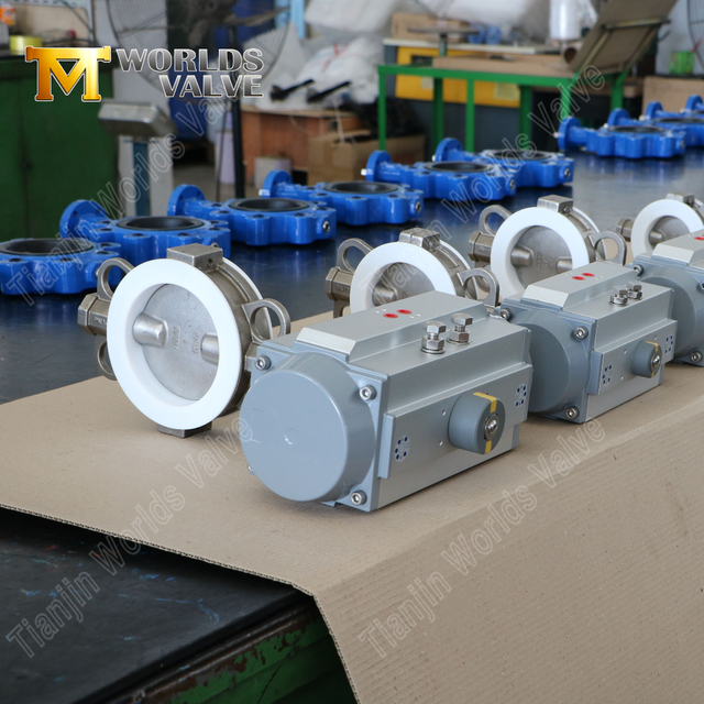 Сплит для кузова PTFE Lined SS клапан бабочки с пневматическим применением | Превосходная коррозионная стойкость и эффективность обслуживания