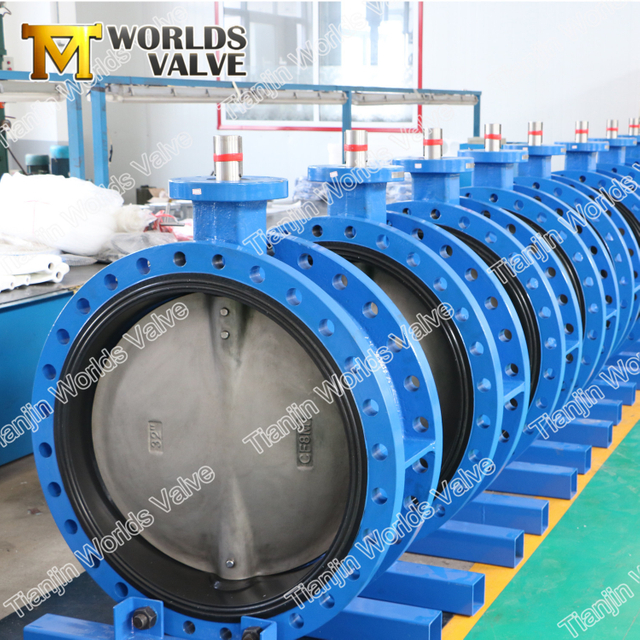 AWWA C504 Double Flange Butterfly Valve AWWAC207 Фланцевое соединение с оператором передач