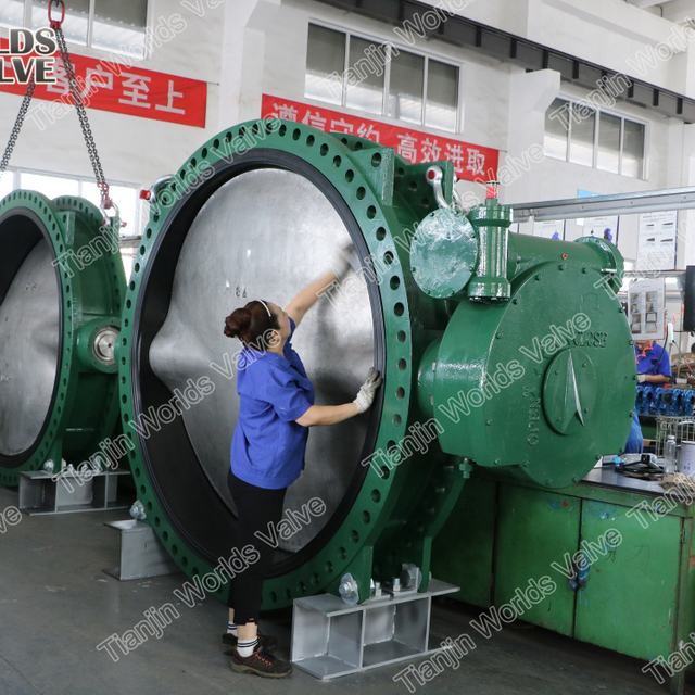 AWWA C504 C207 DN1950 78 '' Двухкольный утюг двойной фланцевый клапан бабочки