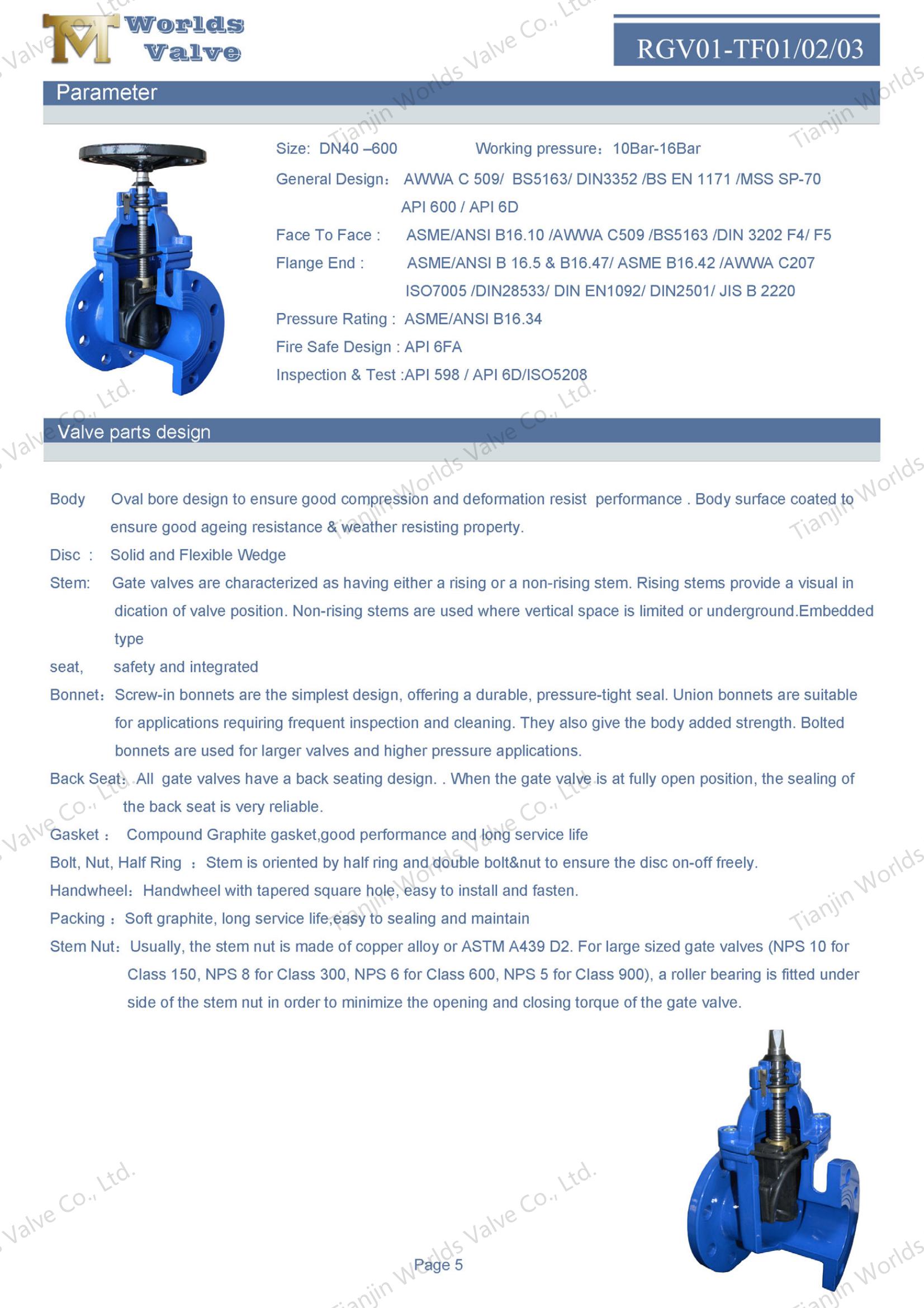 BS5163 EPDM, сидящие DI Неокрашенные клапаны стволовых затворов (2)